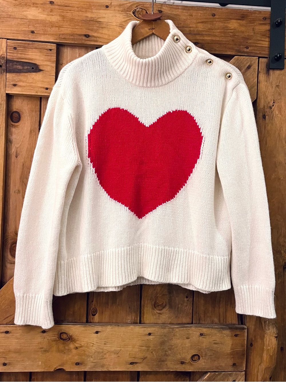 NWT Kate Spade Cream Turtleneck Sweater with Red Heart - Picture 2 of 10